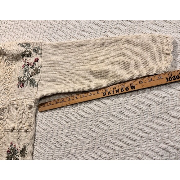 Tiara vintage pullover sweater floral embroidery long sleeve ramie cotton size M - Picture 5 of 10